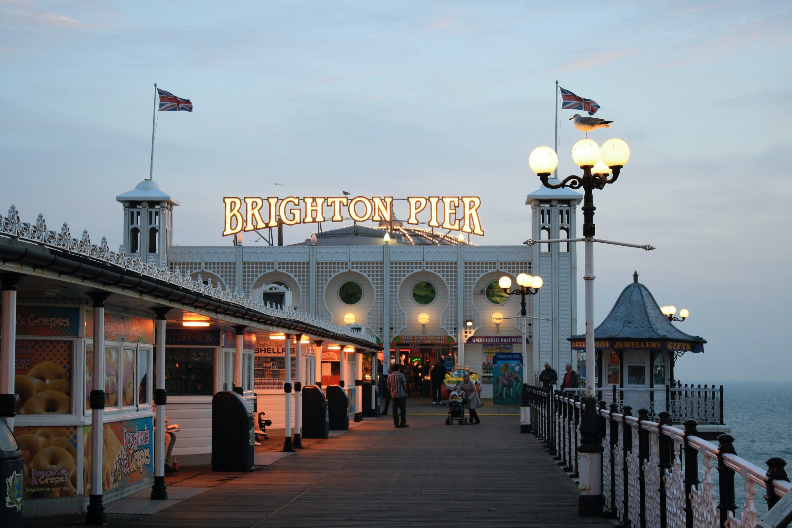 Brighton pier sign on promenade