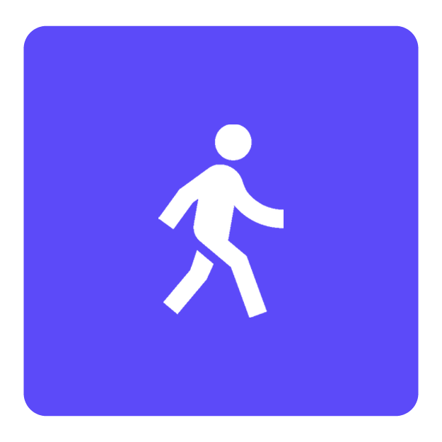Blue movement analysis icon on man walking